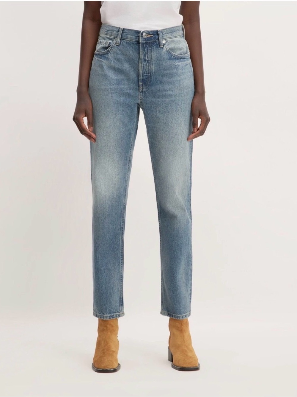 Everlane Mid Wash High-Rise Straight Jeans - Light Blue